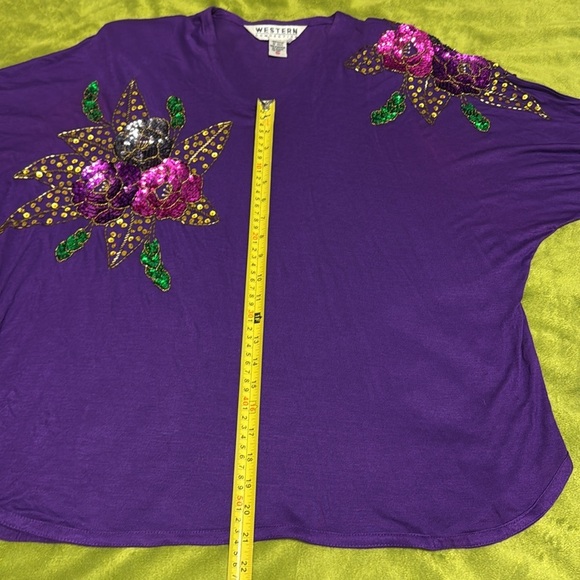 Vintage Western Connection 2 Piece Purple Embellished Boxy Blouse and Skirt - Picture 3 of 9
